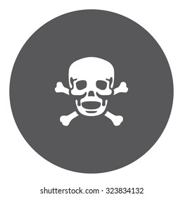 A White Icon Isolated on a Grey Background - Skull and Cross Bones