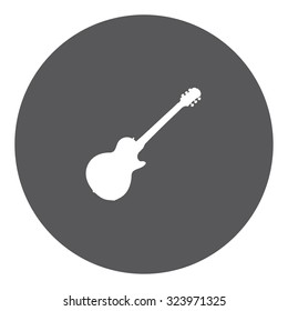 A White Icon Isolated on a Grey Background - Guitar