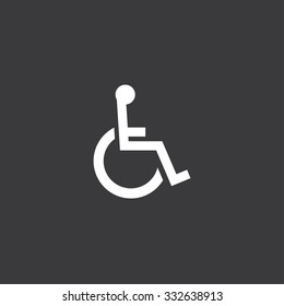 A White Icon Isolated on a Grey Background - Wheelchair