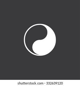 A White Icon Isolated on a Grey Background - Yin Yang