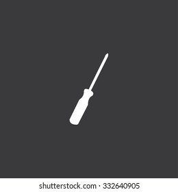 A White Icon Isolated on a Grey Background - Screwdriver