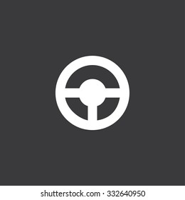 A White Icon Isolated on a Grey Background - Steering Wheel