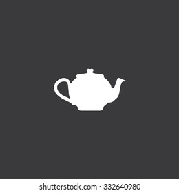 A White Icon Isolated on a Grey Background - Teapot
