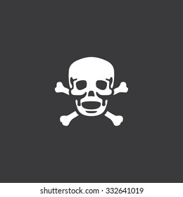 A White Icon Isolated on a Grey Background - Skull and Cross Bones