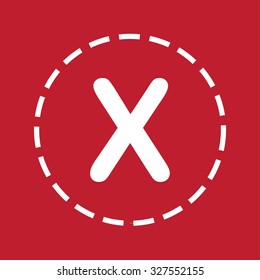 A White Icon Isolated on a Maroon Background - X