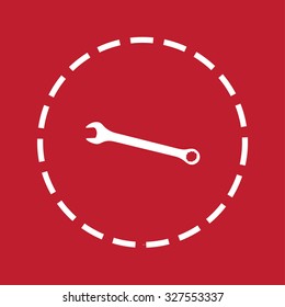 A White Icon Isolated on a Maroon Background - Spanner