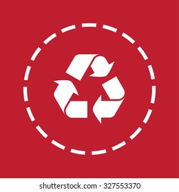 A White Icon Isolated on a Maroon Background - Recycle