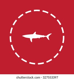 A White Icon Isolated on a Maroon Background - Shark