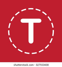 A White Icon Isolated on a Maroon Background - T