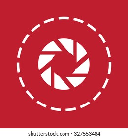 A White Icon Isolated on a Maroon Background - Shutter