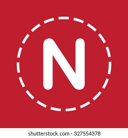 A White Icon Isolated on a Maroon Background - N