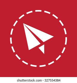 A White Icon Isolated on a Maroon Background - Paper Plane