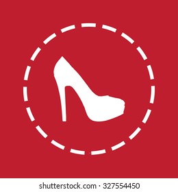 A White Icon Isolated on a Maroon Background - High Heel