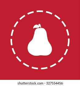 A White Icon Isolated on a Maroon Background - Pear