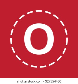 A White Icon Isolated on a Maroon Background - O
