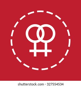 A White Icon Isolated on a Maroon Background - Lesbian