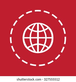 A White Icon Isolated on a Maroon Background - Globe