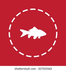 A White Icon Isolated on a Maroon Background - Goldfish