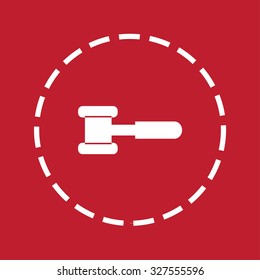 A White Icon Isolated on a Maroon Background - Hammer