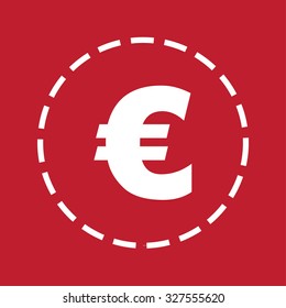 A White Icon Isolated on a Maroon Background - Euro Sign