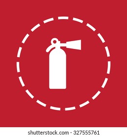 A White Icon Isolated on a Maroon Background - Fire Extinguisher 