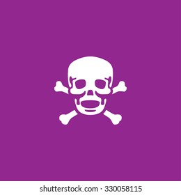 A White Icon Isolated on a Purple Background - Skull and Cross Bones