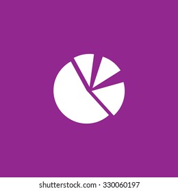 A White Icon Isolated on a Purple Background - Pie Chart