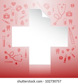 White icon new document over medical healthcare insurance icons