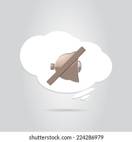 White icon no sound in the cloud. Made in vector