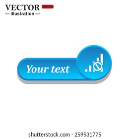 White icon on the blue button for websites. White background with shadow. Your text. no signal, poor signal strength, signal strength indicator, vector illustration, EPS 10