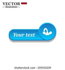 White icon on the blue button for websites. White background with shadow. Your text. tap symbol, vector illustration, EPS 10