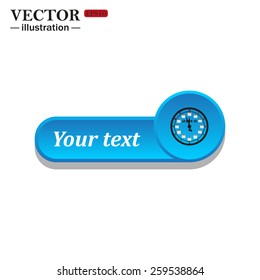 White icon on the blue button for websites. White background with shadow. Your text. Calendar 2015  stylized clock with figures for the calendar business wall. Vector illustration, EPS 10 