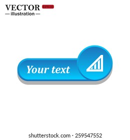 White icon on the blue button for websites. White background with shadow. Your text. no signal, poor signal strength, signal strength indicator, vector illustration, EPS 10