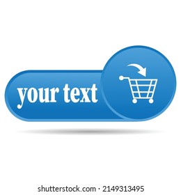 white icon on the blue buttonfor websites.white backgroundwith shadow.your text.put in shopping cart,vector illustration.eps10