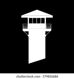 white icon prison guard tower. vector graphic prison