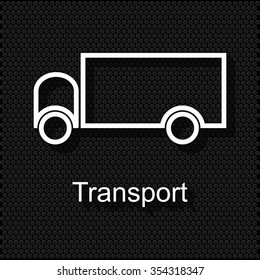 White icon put on a black polka dot background. transport icon.