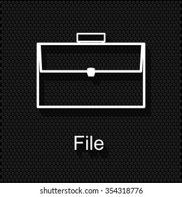 White icon put on a black polka dot background. bag icon.