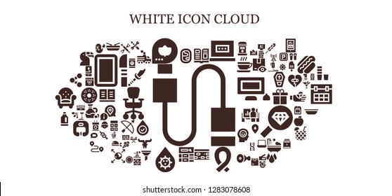  white icon set. 93 filled white icons. Simple modern icons about  - Usb, Window, Boat, Fall, Magazine, Laptop, Nougat, Ribbon, Blog, Blood, Detergent, Share, Configuration, Tools