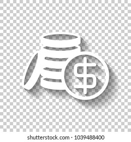 . White icon with shadow on transparent background