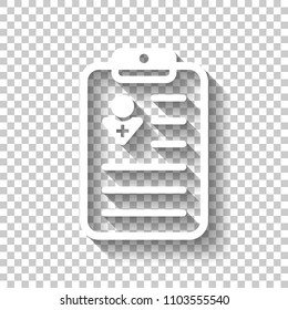 . White icon with shadow on transparent background