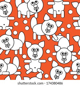 white icons cats seamless pattern