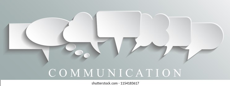 White icons communication concept - stock vector