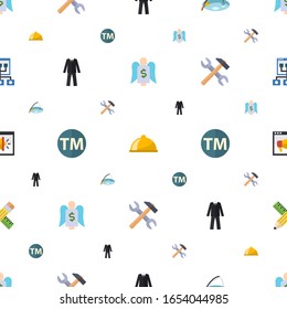el patrón de iconos blancos es transparente. Incluido el inversionista plano editable Ángel, plato principal, Pesca, traje, Marca comercial, herramientas, Video entrenamiento, Lápiz e iconos de regla. iconos blancos para web y móvil.
