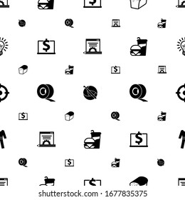 white icons pattern seamless. Included editable filled Blog management, crochet, bread, Computer-Based Training, Scotch tape, Beverage, Shooter icons. white icons for web and mobile.