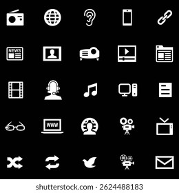 white icons set of media