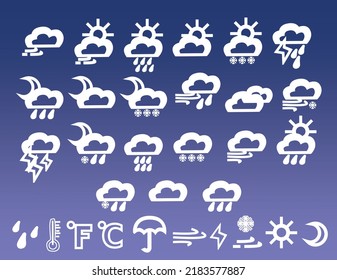 White icons for weather forecast.