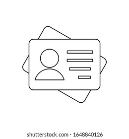white ID card icon isolated on white background. vector illustration