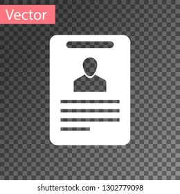 White Identification badge icon isolated on transparent background. Identification card. It can be used for presentation, identity of the company, advertising and etc. Vector Illustration