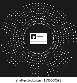 White Identification badge icon isolated on grey background. It can be used for presentation, identity of the company, advertising. Abstract circle random dots. Vector Illustration