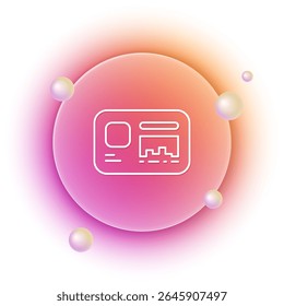 Ícone de selo de identificação branco isolado no fundo branco. Pode ser usado para apresentação, identidade da empresa, publicidade. Fundo de círculo gradiente laranja e rosa. Vetor
